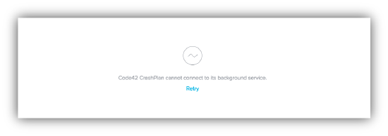 Code42 CrashPlan cannot connect to its background service error