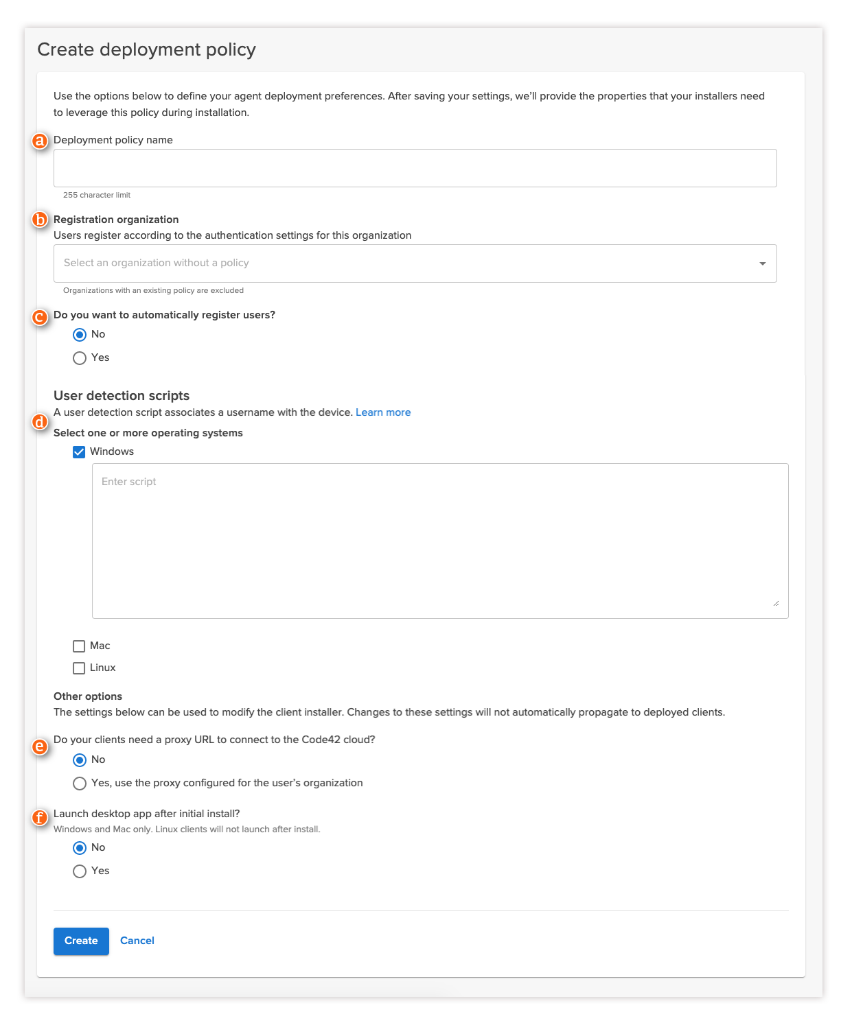 Create deployment policy
