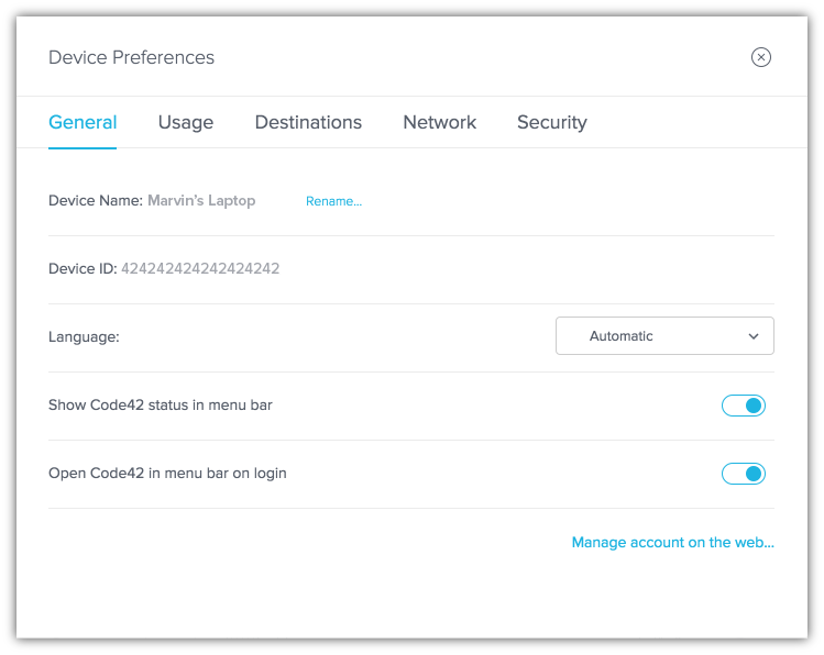 device preferences