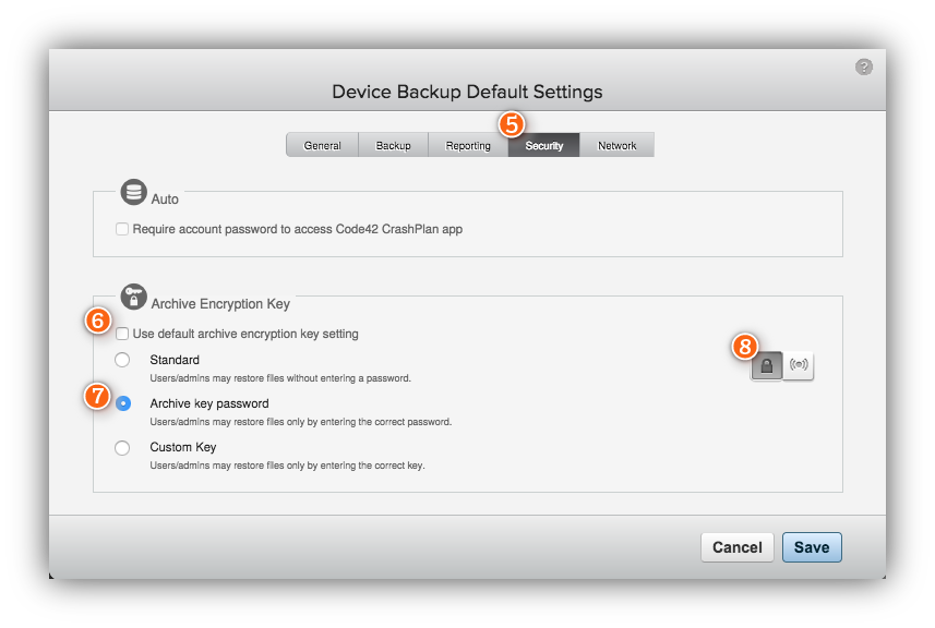 Security settings