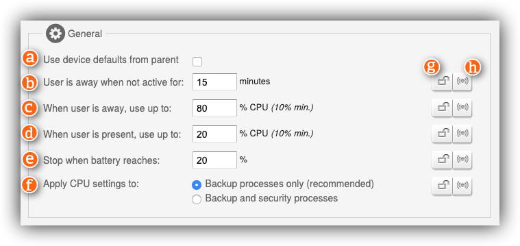 General settings