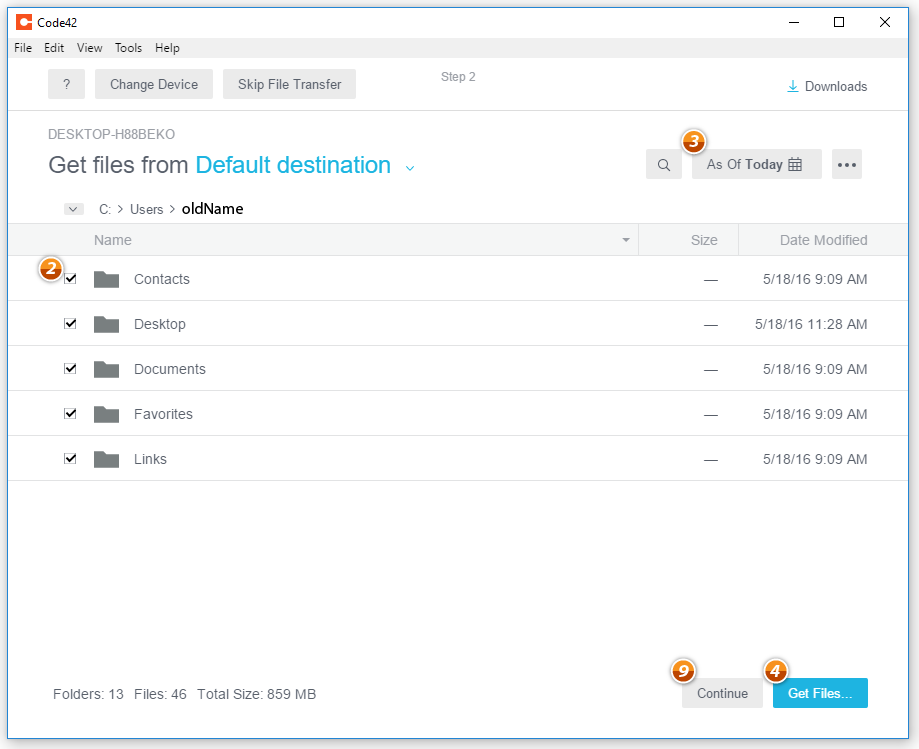 Get files from destination