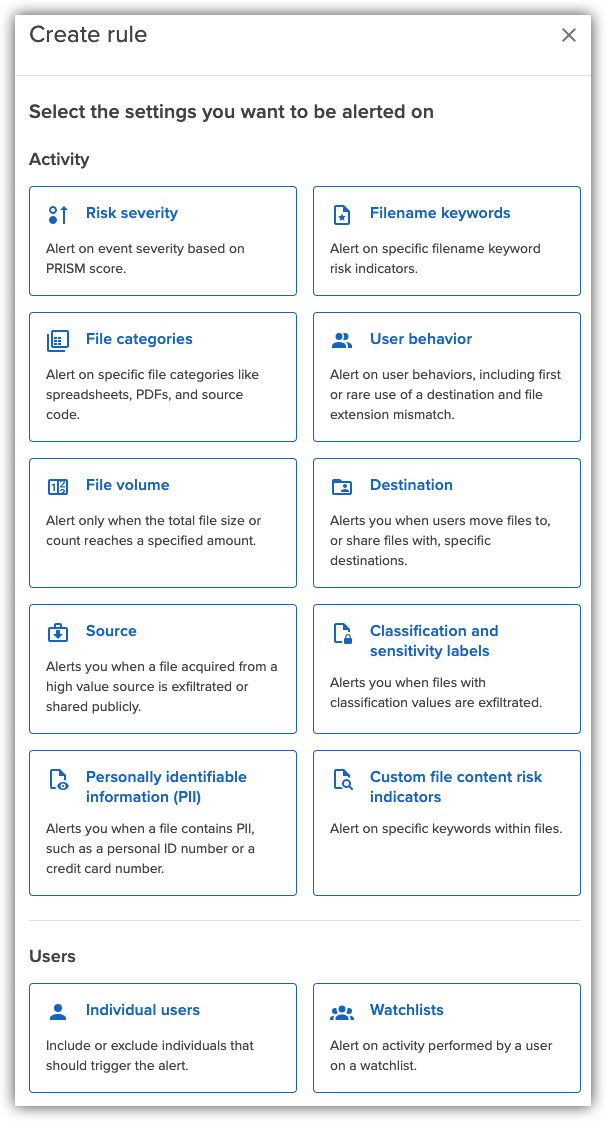 Alert rule settings